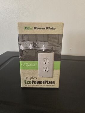 Duplex EcoPowerPlate LED Night Light Outlet Cover - White